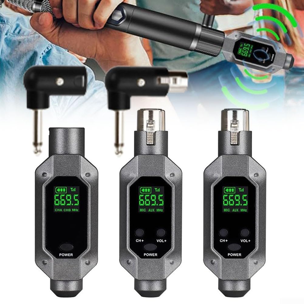 Système de microphone sans fil Audio émetteur et récepteur Adaptateur de microphone XLR à brancher pour microphone dynamique, mixeur audio, système de sonorisation, G6 (1 en 2)