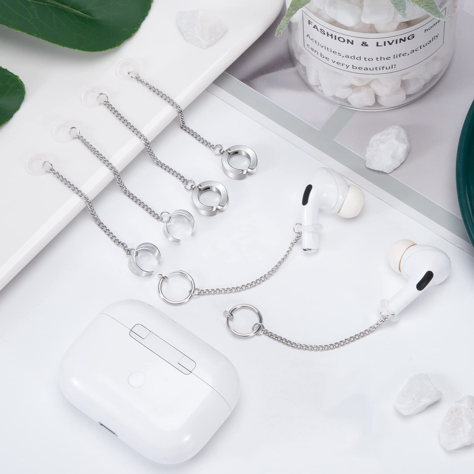 Pendientes Antipérdidas para Auriculares Inalámbricos Bluetooth Moda Ganchos Clip de Oreja Anillo Auricular Antideslizante Compatible con AirPods 3 Pares