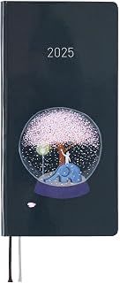 Hobonichi Techo 2025 Weeks [English/Tall and Slim Size/January Start/Planner] Hiroko Kubota: Night Cherry Blossom Snow Globe