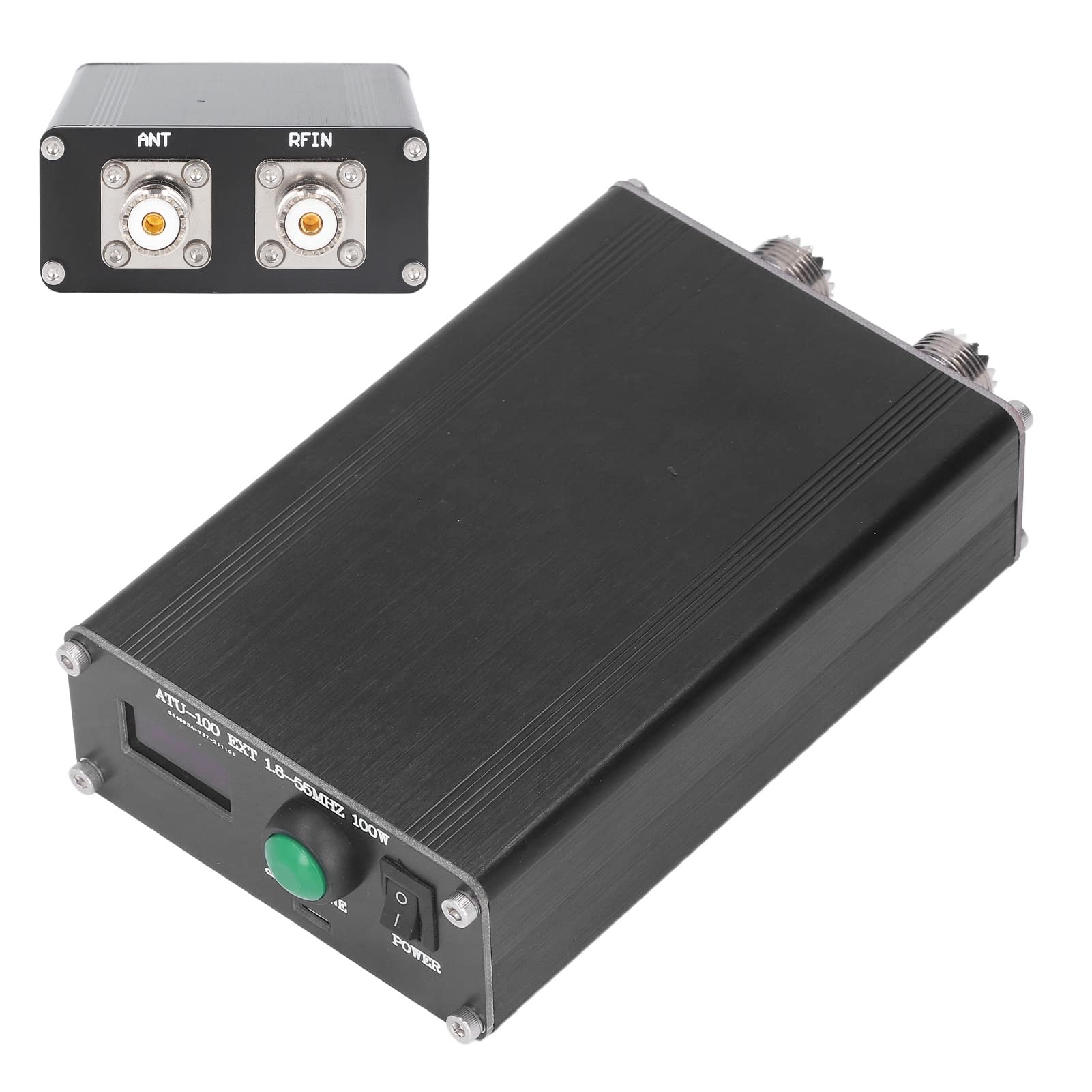 Sintonizzatore D'antenna Automatico ATU‑100 1,8‑55Mhz Display 0,96 Pollici Sintonizzatore Radio con Ricarica USB Sintonizzatore D'antenna a Onde Corte Open Source per