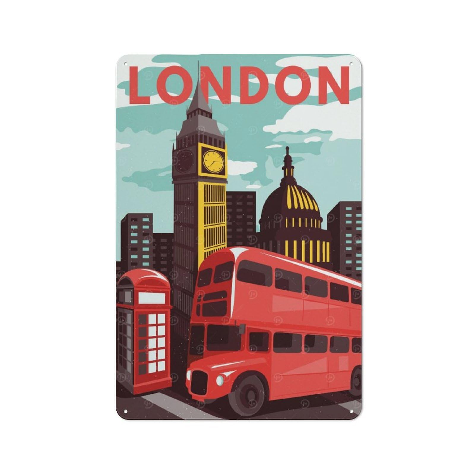 Junmoney London England Bistro Metal Sign 30X20cm, Vintage Cafe Wall Decor For Takeaway, Bar, Kitchen Or Counter Area