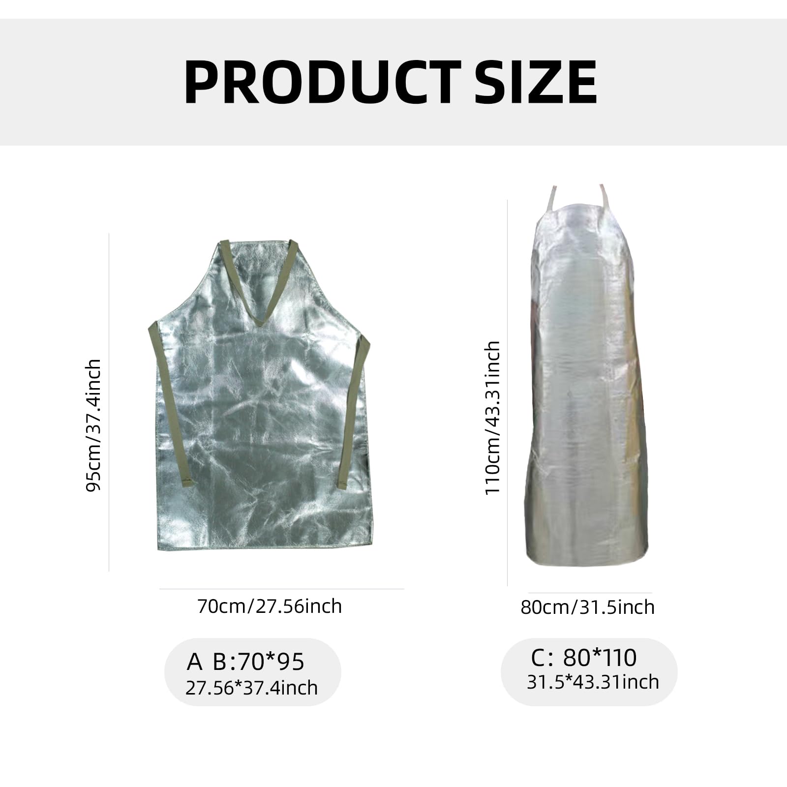 Tablier résistant à la Tablier en aluminium pour hommes, longueur réglable pour environnement de travail à haute température Protections à haute température de cuisine
