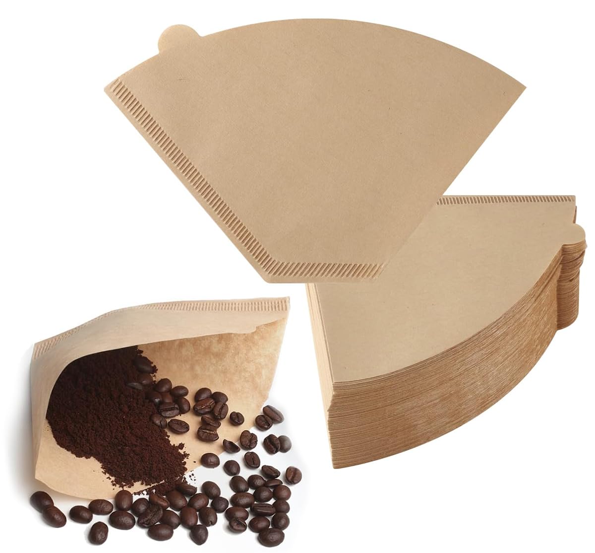 100 Count Disposable Coffee Paper Filters 2-4 cups, Cone Unbleached Disposable Coffee Filters, Cone Paper Fits for Drip and Compatible with Pour Over Coffee Maker Machine
