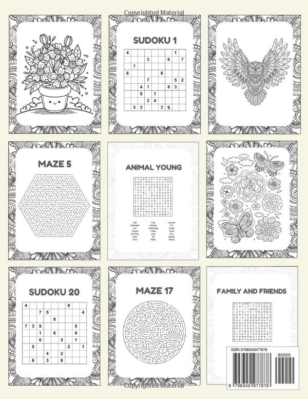 90th birthday gifts for men: Fun 90th Birthday Activity Book for Men with Sudoku, Coloring Pages, Mazes, Word Search, Crossword - Great for teachers, Friends, Coworkers, and Adults Turning 90 year old image 3