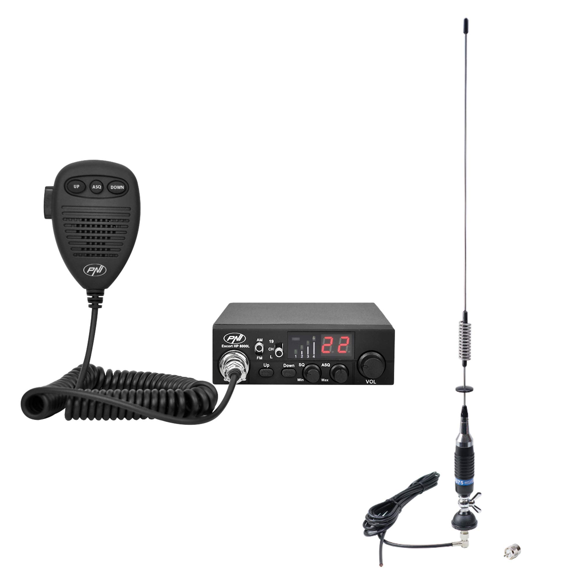 CB PNI Escort Radio Kit HP 8000L ASQ + CB PNI S75 Antenna with Cable and Fixed Mount