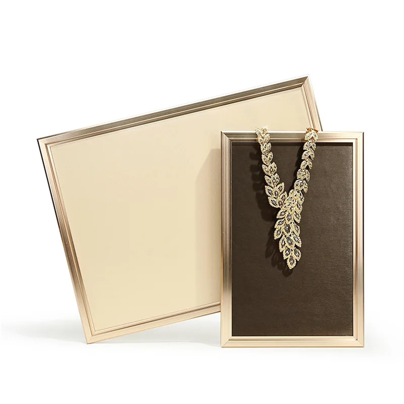 Schmuckschale Gold Farbe Metall Rahmen Blank Schmuck Display Tray Necklack Ring Zeigen Requisiten Armband Anhänger Organizer Box for Shop(Gold)