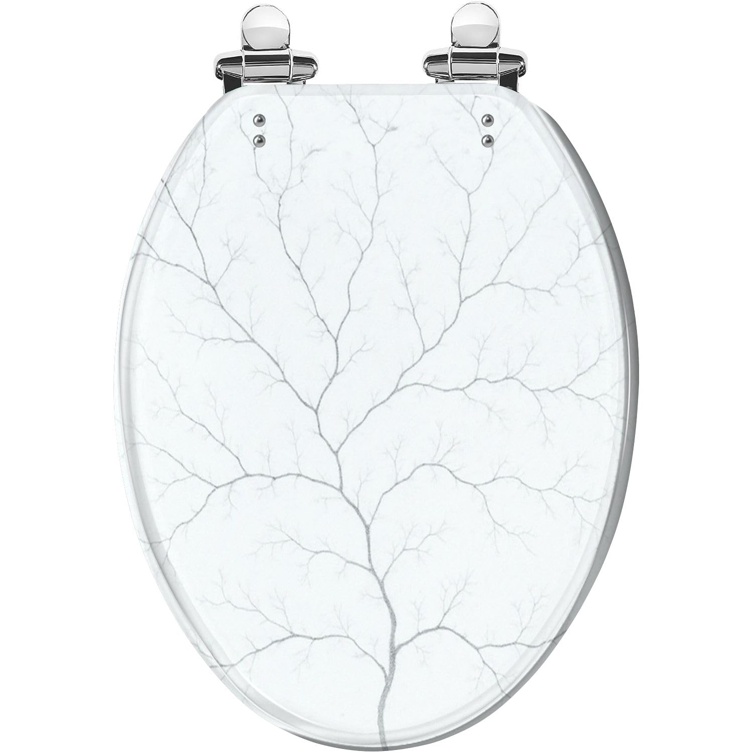 Tazyyzuu Multi1 Marble Texture Elongated Toilet Seat With Slow Close Lid Quick-Release Hinges Easy To Clean Resin Black White Gray(,18.5X14.5)