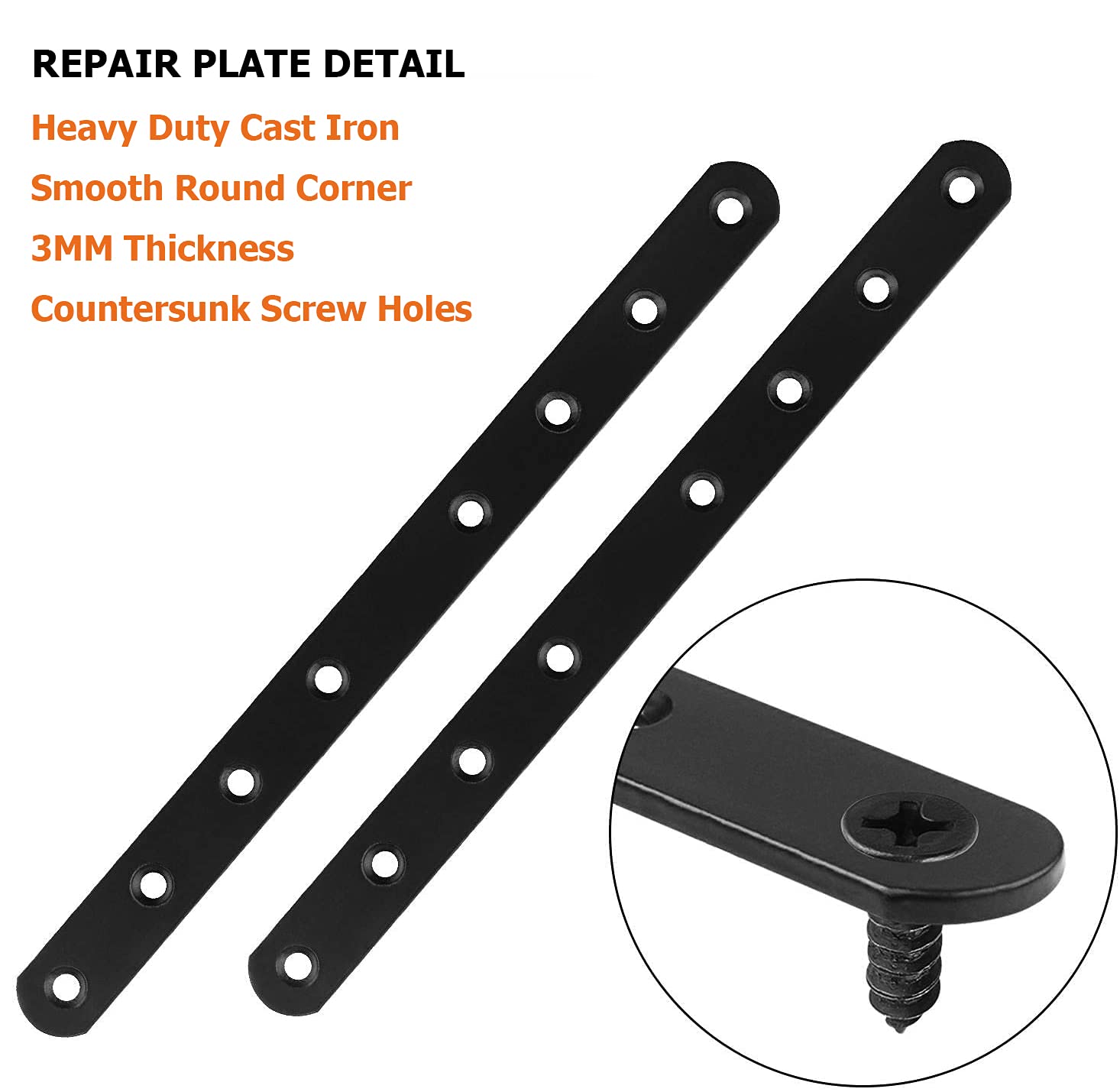 Lot de 12 supports plats et droits, 250 mm x 20 mm x 3 mm, en acier carbone pour réparation de meubles et projets de bois
