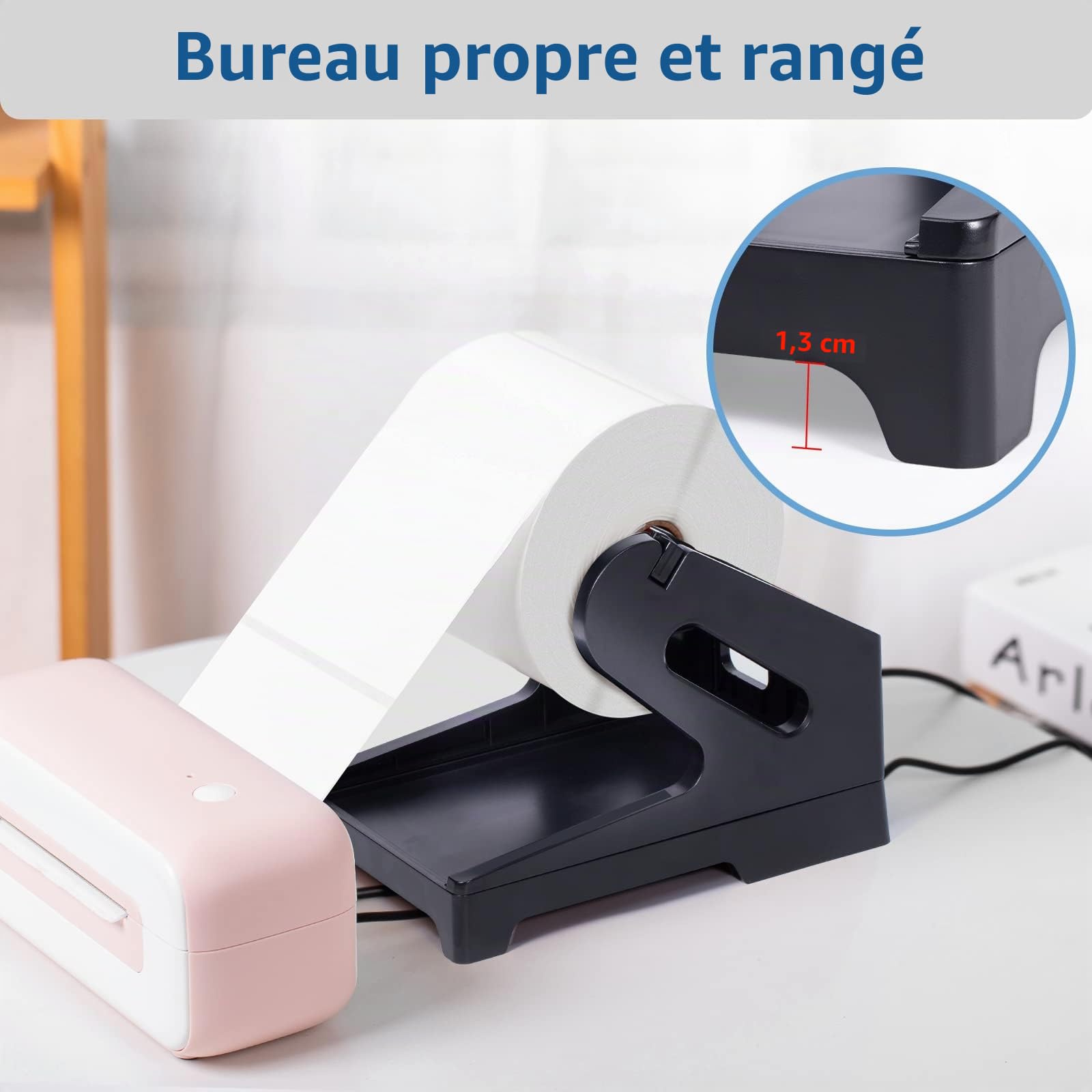 Phomemo Kit d'Impression Thermique : Porte-Étiquettes 2-en-1 & 2 Rouleaux d'Étiquettes d'Expédition 4x6 (1000 Étiquettes) - Compatible avec MUNBYN, Phomemo, Rollo - Imperméable, Sans BPA