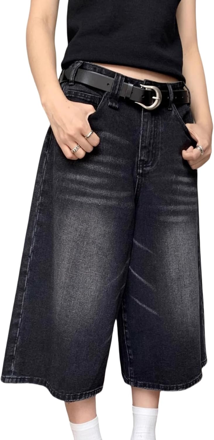 Long Jorts Y2k Hip Hop Jean Shorts Men Baggy Denim Shorts Loose Casual Vintage Wide Leg Designer Skater Shorts