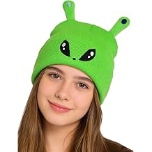 Adult Funny Green Alien Beanie Hat with Big Eyes Cuffed Beanies Knit Winter Hats for Men/Women Alien Gift