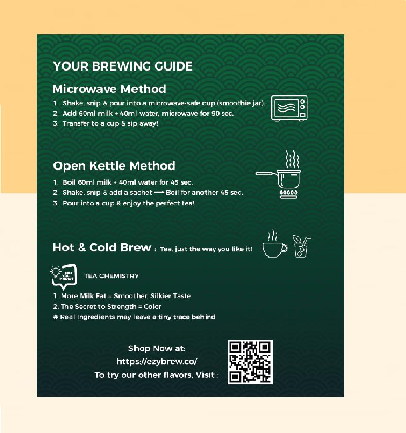 EzyBrew Instant Liquid Tea Concentrate I Ginger Cardamom I Ready to brew I 90 Sec I Assam Premium Chai I Pack of 12 sachets 1