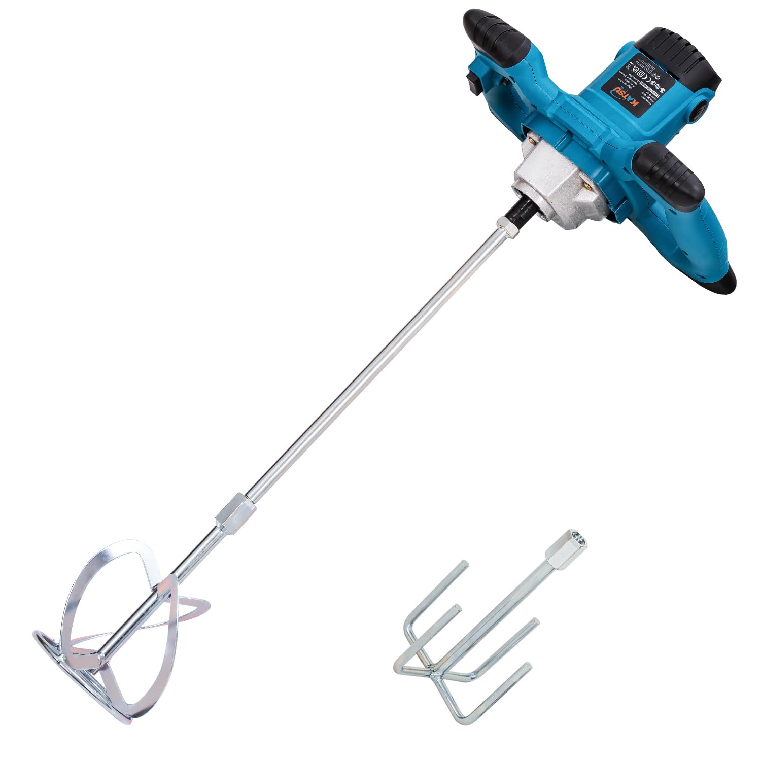 KATSU Tools Mezcladora eléctrica de paletas de 1000 W, portátil, para mortero y cemento, con 6 velocidades variables y agitador adicional, para pintura, yeso y hormigón (gama económica) 100036