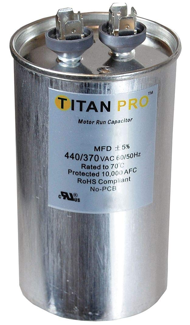 Titan Pro Round Motor Run Capacitor, 50 Microfarad Rating, 370-440VAC Voltage - TRCF50- Pack of 2