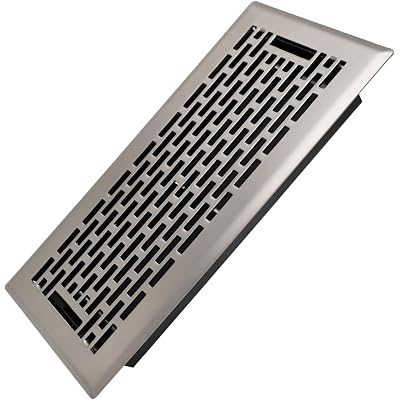 Howeall 4x10 Inches Heavy Duty Walkable Floor Register - Easy Adjust Air Supply Lever Decorative Floor Vent Covers - Boston Design Vent Covers for Home - Satin Nickel