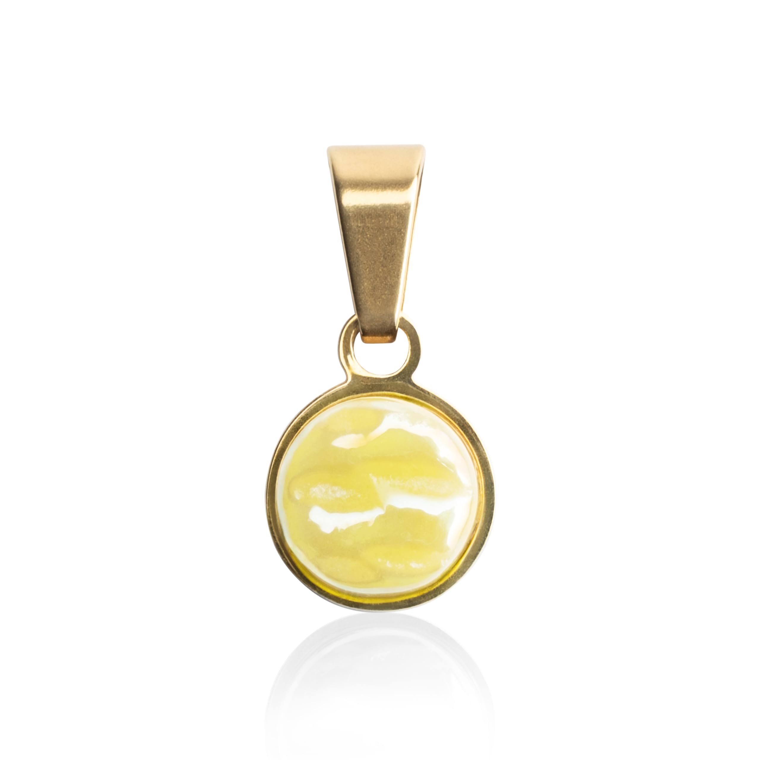 ALEXASCHA Gold Kettenanhänger mit Stein in gelb • Charm zum Wechseln • passend für eine Vielzahl von Ketten • Edelstahl & recyceltes Glas • MIX AND MATCH