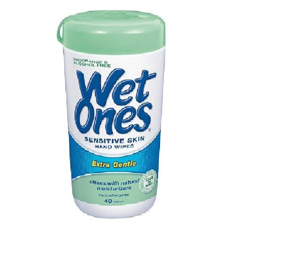 Wet Ones Sensitive Skin Hand Wipes, Extra Gentle, Fragrance & Alcohol Free 40 ea Pack of 6