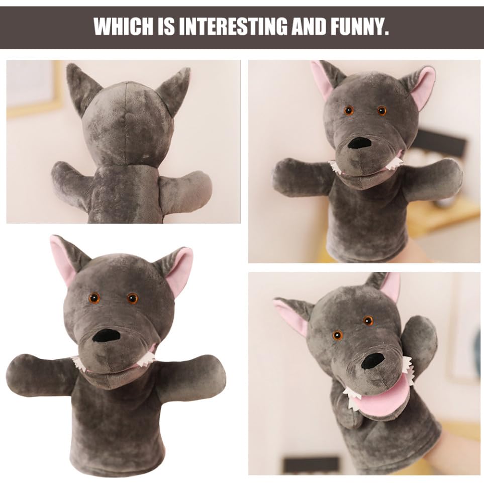 Marionnette à Main Loup en Peluche PP Coton, Jouet Interactif | Conte Interactif Parent-garçon et Filles, Améliore la Motricité, pour Garçon et Filles et Adultes