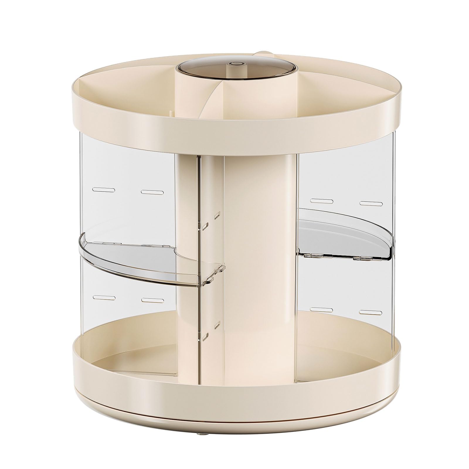 EXQIOUR Turning Makeup Storage 3 Section Stackable Holder for Cosmetics Beauty Supplies PP PET Makeup Holder