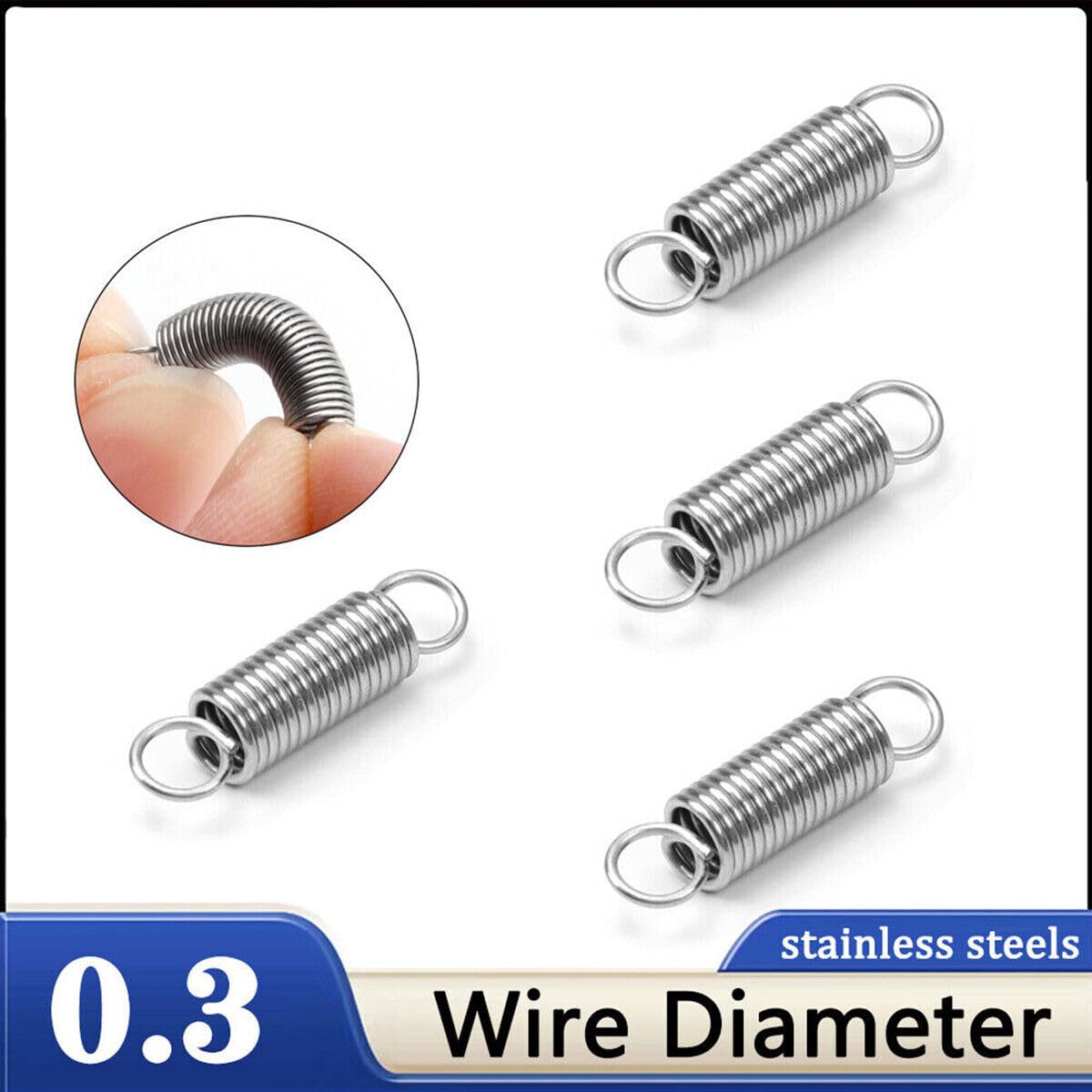 10Pcs SS304 Expansion Spring 0.3 mm Wire Dia Tension Extension Expanding Extending Springs WireOuter Diameter:3mm 4mm 5mm Length10mm-60mm (10,0.3 mm-4 mm-25 mm)