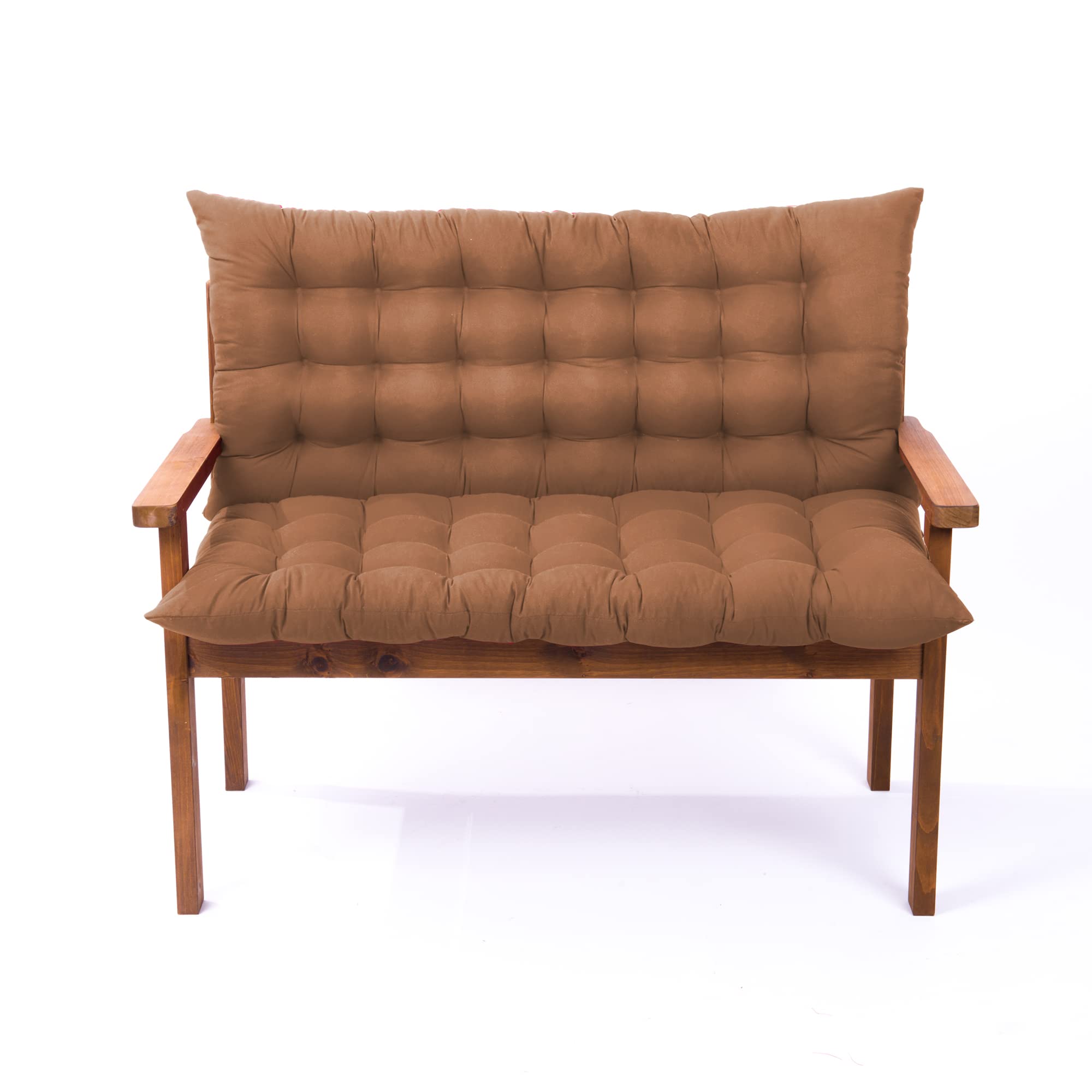 Cojín de Repuesto Grueso y Antideslizante con Respaldo para sofá, Mecedora y Muebles de Patio/Interior. Cómodo cojín para Banco de 120 x 100 x 8 cm, Color Caqui Claro.