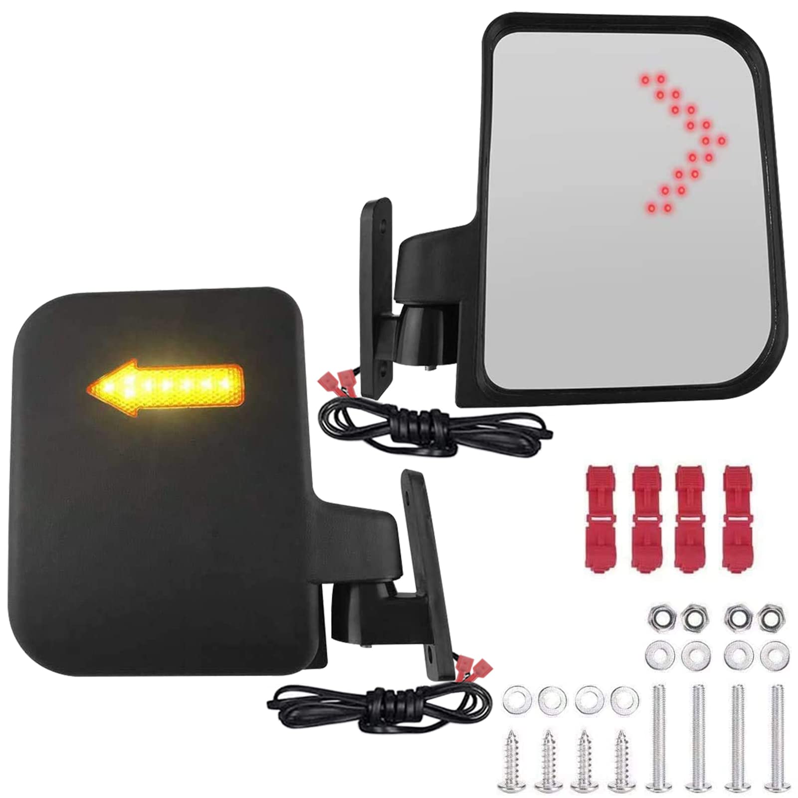 Universal Golf Cart Side Mirrors With Turn Signal Light - Rear View Mirrors for Club Car, Ezgo, Yamaha