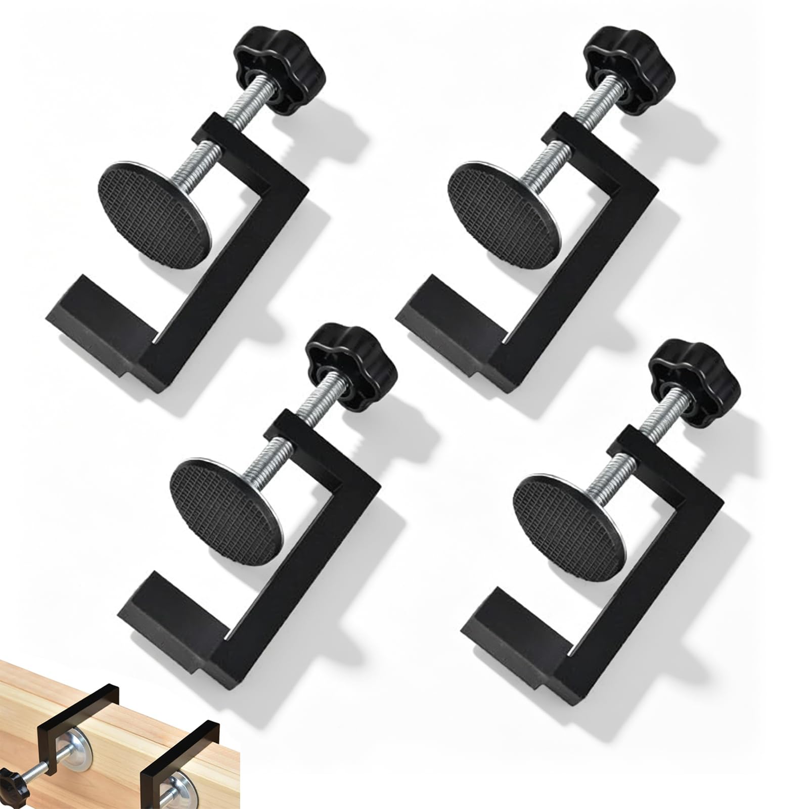 4 Pcs G Clamps for Woodwork, Adjustable Screw Wood Clamp Universal Small Clamps Metal Table Clamp for Carpentry DIY Home Workshop Furniture Repair