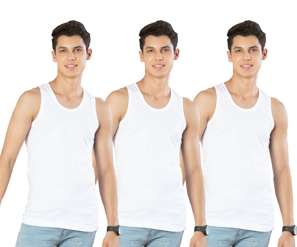 essa Soft&Soft Men's White Slim Fit Cotton Vest | Sleeveless, Soft & Comfortable Innerwear-picture-52