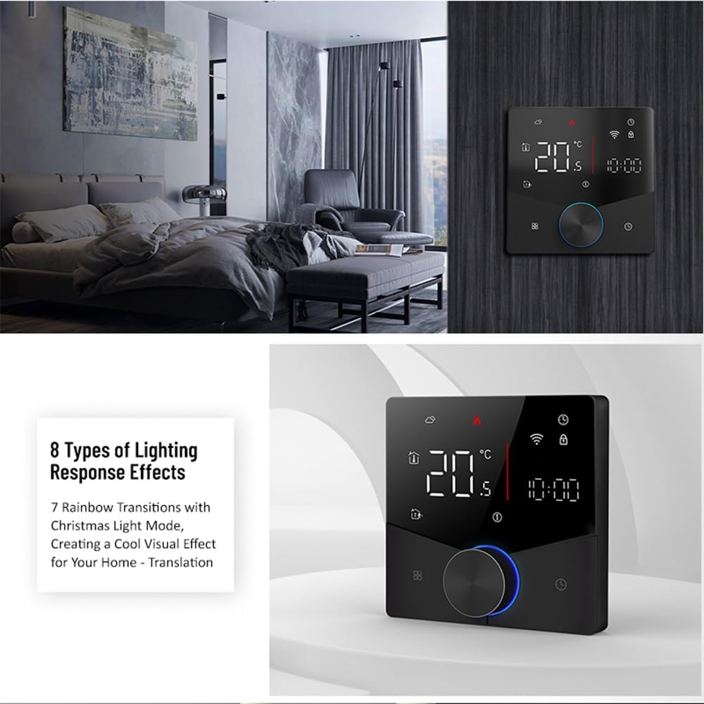 Decdeal Termostato WiFi para calefacción por suelo radiante y control de caldera de gas, compatible con Alexa, Google Home y Smart Life App mando a distancia, con botón giratorio, termostato de 2,4
