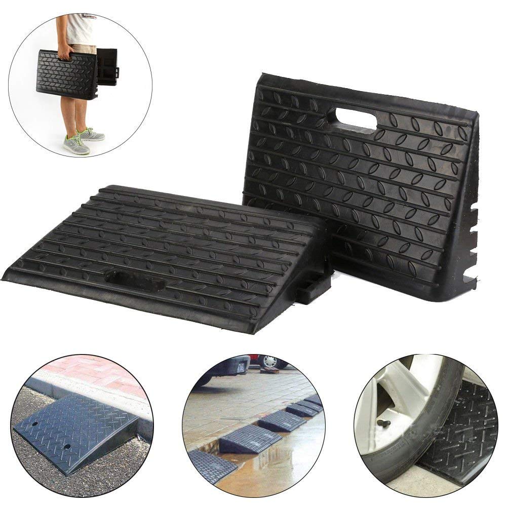 10cm oprijplaat Pak van 2, zware Rubber opritten perfect voor stoep, lage auto's, oprijplaat voor campers, vrachtwagens, schuur hellingen, huisdieren en rolstoel