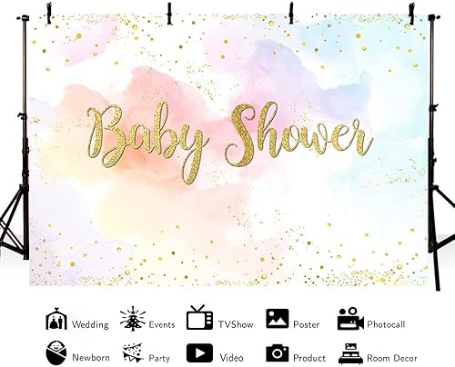 Miniatura 2 de Telón de fondo de acuarela de 7 x 5 pies para fotografía de nubes pastel, fondo elegante para revelación de género recién nacido, puntos con