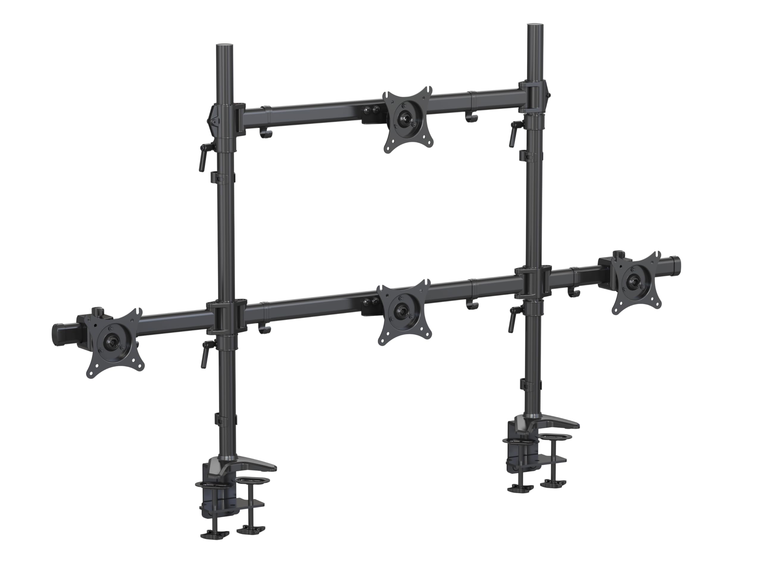 HFTEK - Tischhalterung für 4 Monitore Oben 15-49 Zoll, 12Kg, unten 15-27 Zoll, 8kg, mit beweglichen Armen Höhenverstellbar Neigbar Schwenkbar Drehbar VESA 75 100 - MS424C-80N- Individuell umrüstbar