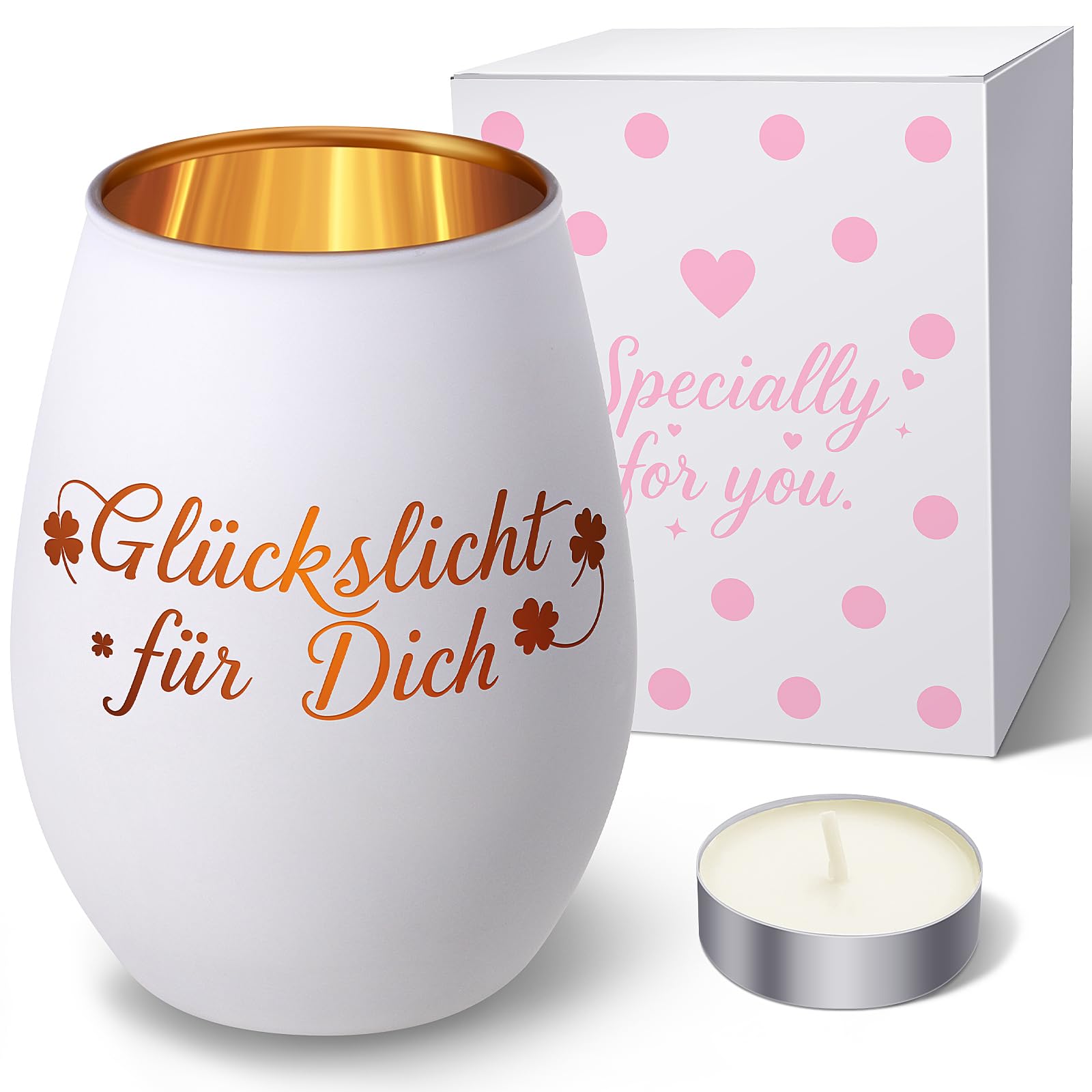 Windlicht mit Gravur Glückslicht Geschenke für Frauen, Windlicht aus Glas Teelichthalter mit Aufschrift für Kollegin Nachbarin, Personalisierte Geburtstag Weihnachten Dankeschön Geschenk