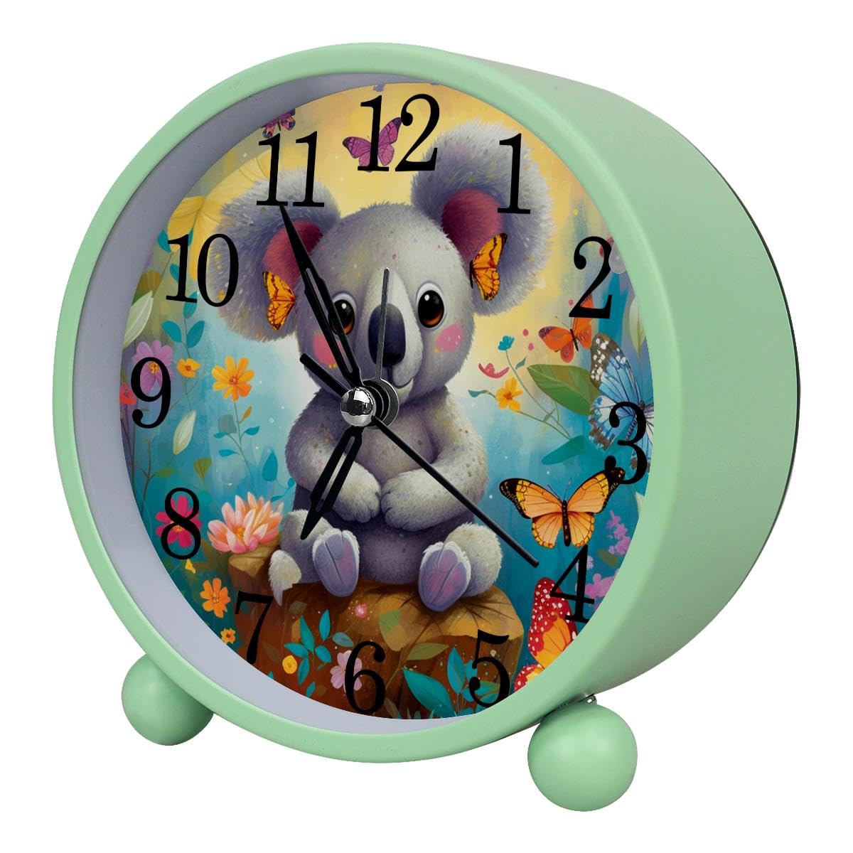 Luoweisi Alarm Clock Koala Butterflies, Silent Non-Ticking with Night Light