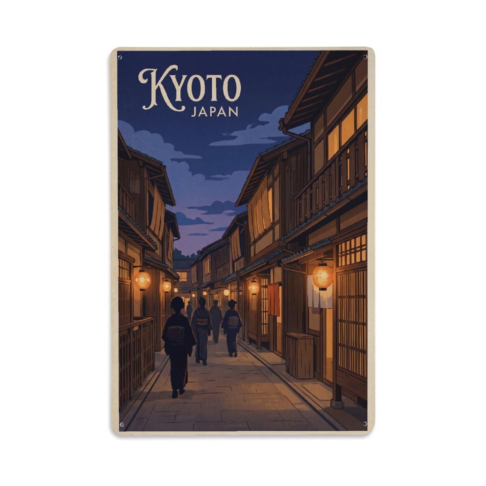 Gead 8X12inch Style Vintage Travel Kyoto Japan Gion Metal Tin Sign