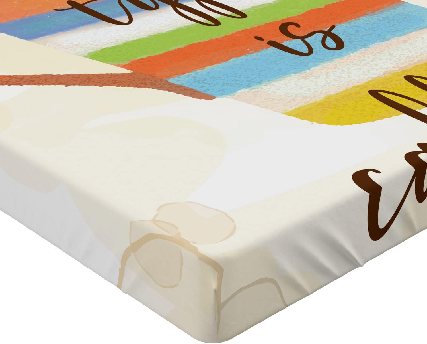 Ambesonne Coffee Fitted Sheet, Writing of My Blood Type is Caffeine Words with Retro Watercolor Coffee Mug, Bed Cover with All-Round Elastic Deep Pocket for Comfort, California King, Multicolor