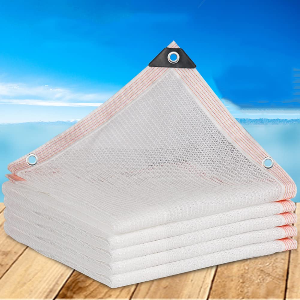 60% rete solare bianca in tessuto con occhielli traspirante calore Ilat angoli da incasso per piante da giardino patio cortile (4 x 9 m)