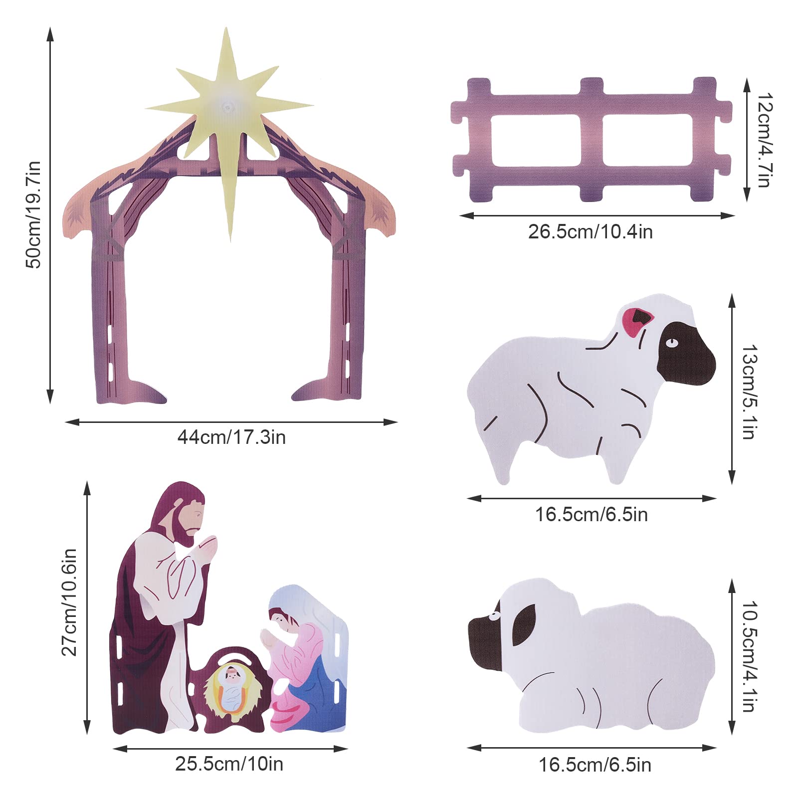 Crèche De Noël Extérieure En PVC - Silhouette Résistante Aux Intempéries, Dimensions 50x44x25 Cm
