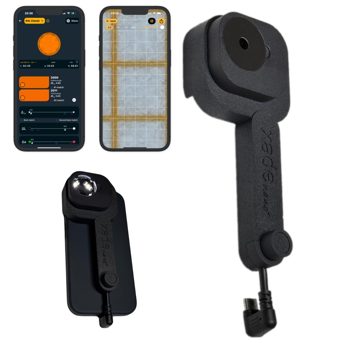 xade Nano+, 2in1: Farbmessgerät/Colorimeter und Mikroskop, für iPhone 17/16