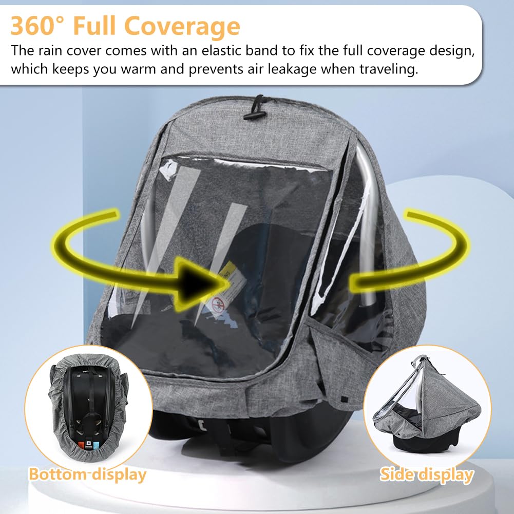 Protector de Lluvia para Silla Coche Cubierta Universal para la Lluvia Burbuja de Lluvia Universal Cubierta para Lluvia Transparente Burbuja Lluvia Universal Accesorio para Asiento de Coche (Gris)