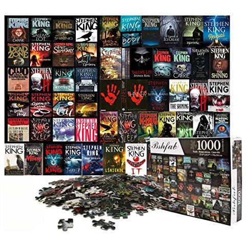 Stephen King Horror Novels - 1000 Pieces Jigsaw Puzzle for Adults Premium Quality Recycled Material Jigsaw Puzzle Intense Colors and High Definition Printing Hobby Puzzles Toy Cover