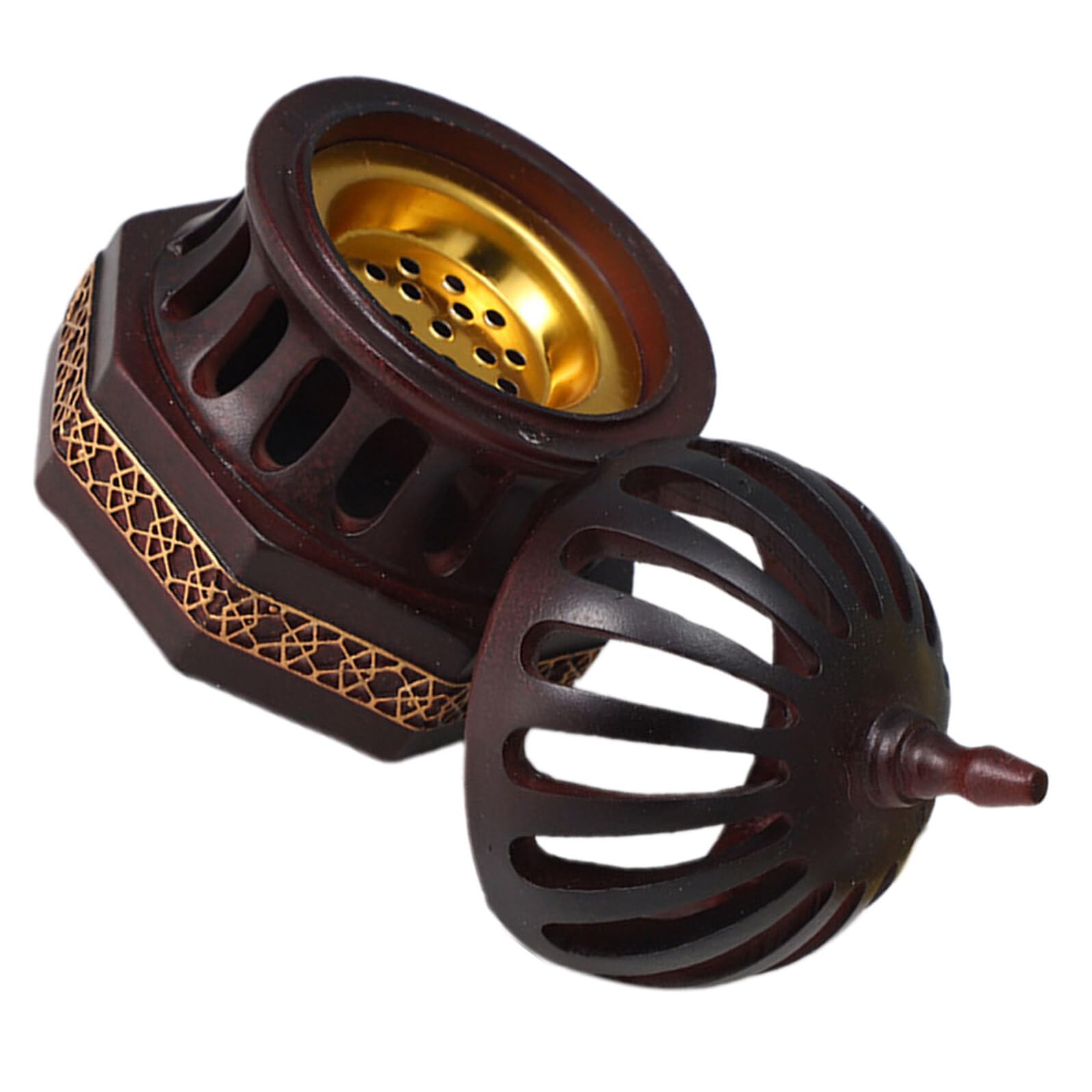 Quemador de Bakhoor Árabe Hueco de Resina Marrón 12, 5 Cm
