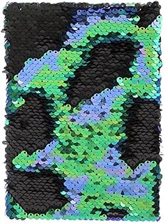 A5 Reversible Sequin Notebook Sparkling Shiny Glittery Notepad Writing Journal (Black Green & Blue)