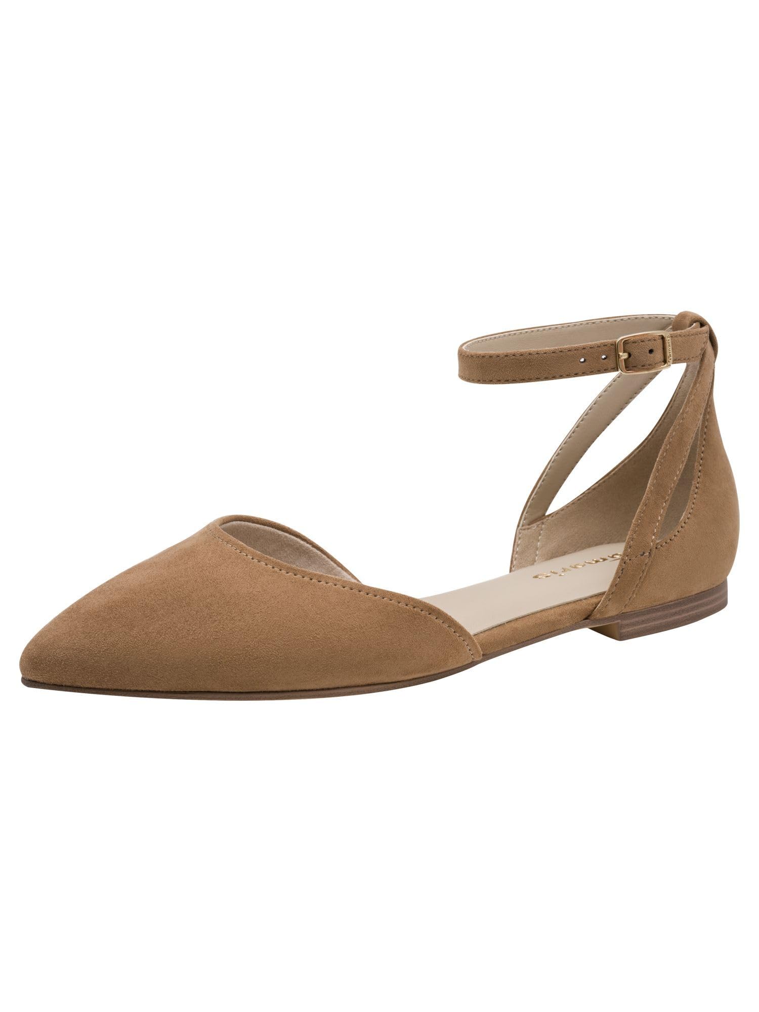 Tamaris Women's ballerina with strap flat brown 6.5 UK