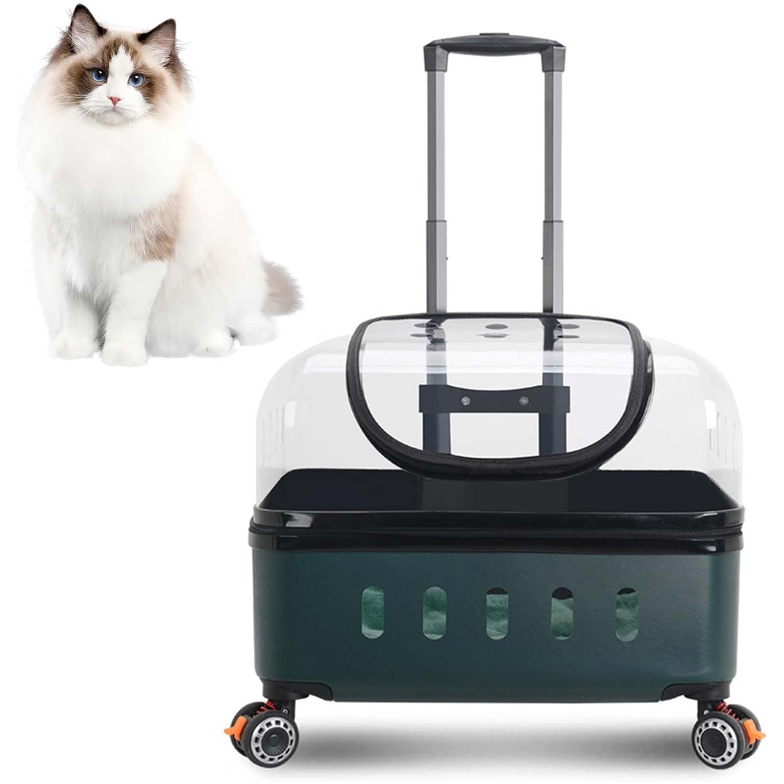 Maleta con Ruedas para Gatos, Cochecito RíGido para Gatos, Transportines RíGidos para Gatos con Asa TelescóPica, Cochecito para Mascotas para Perros PequeñOs
