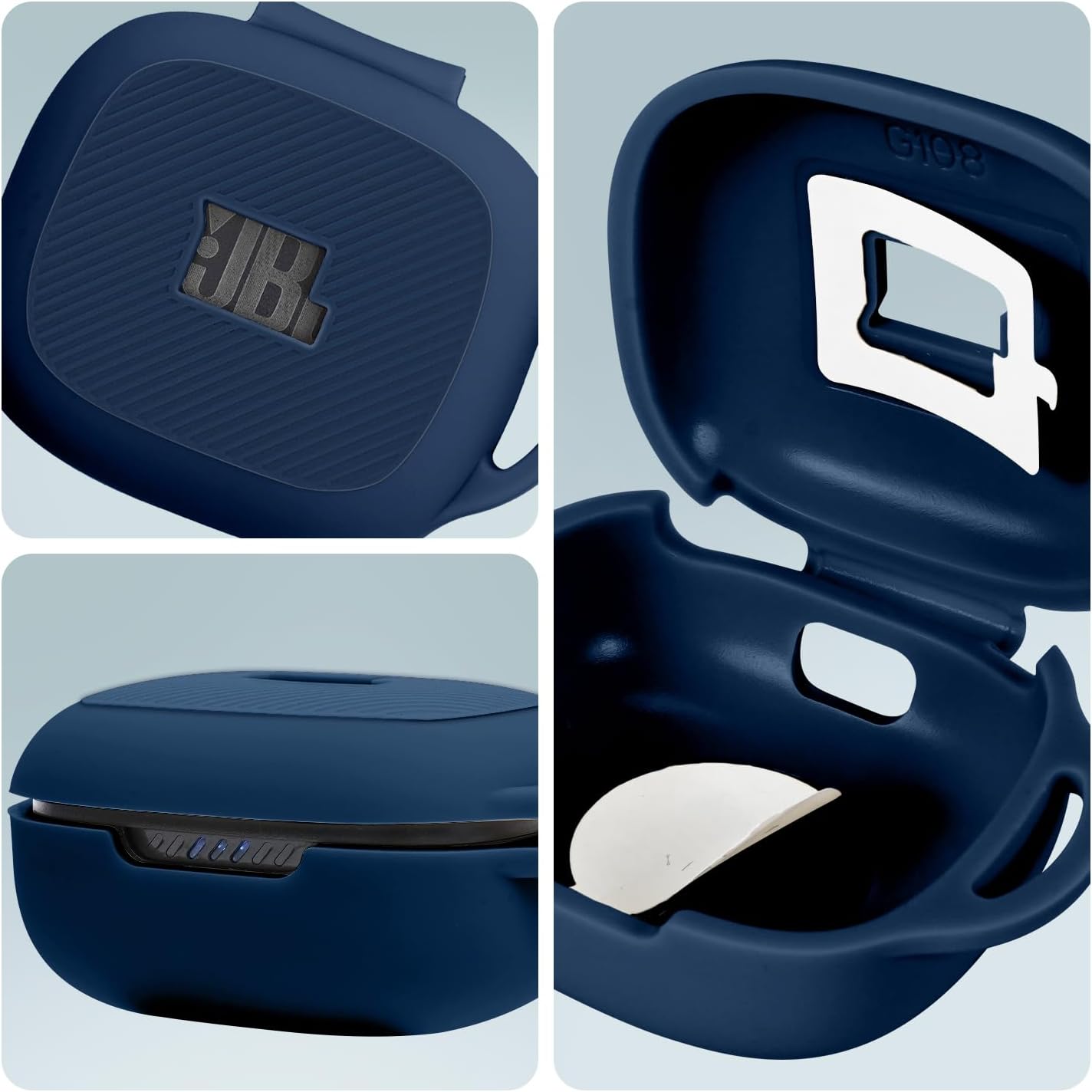 [5 in 1] for JB-L Live Pro 2 Case Cover with Cleaner Kit,for Visible Design,Shockproof Scratch Resistant Silicone Protective Case for JB-L Live Pro 2 Earbuds with Carabiner & 2 Lanyards - Image 2