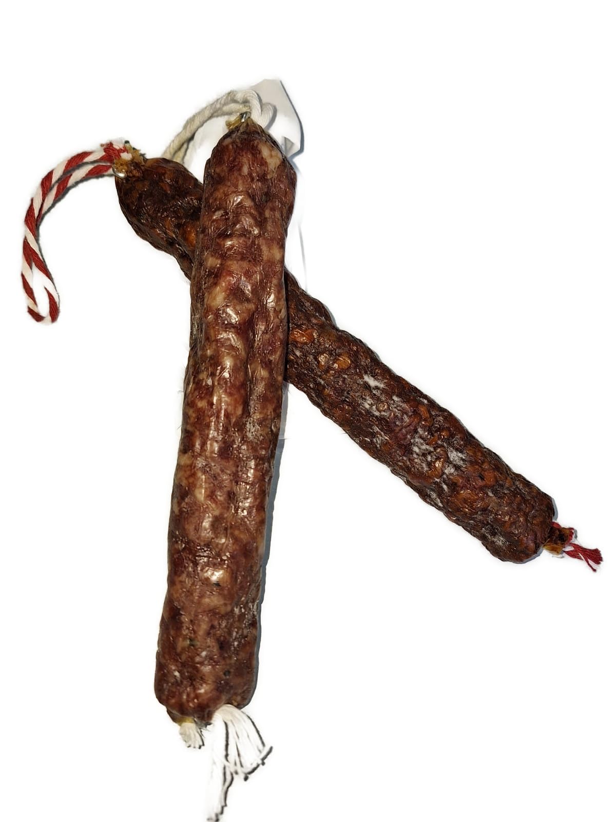 Lote de 6 velas de chorizo y salchichón ibérico bellota (350 g aprox.) Marca Guiju- Fabrica de jamón.