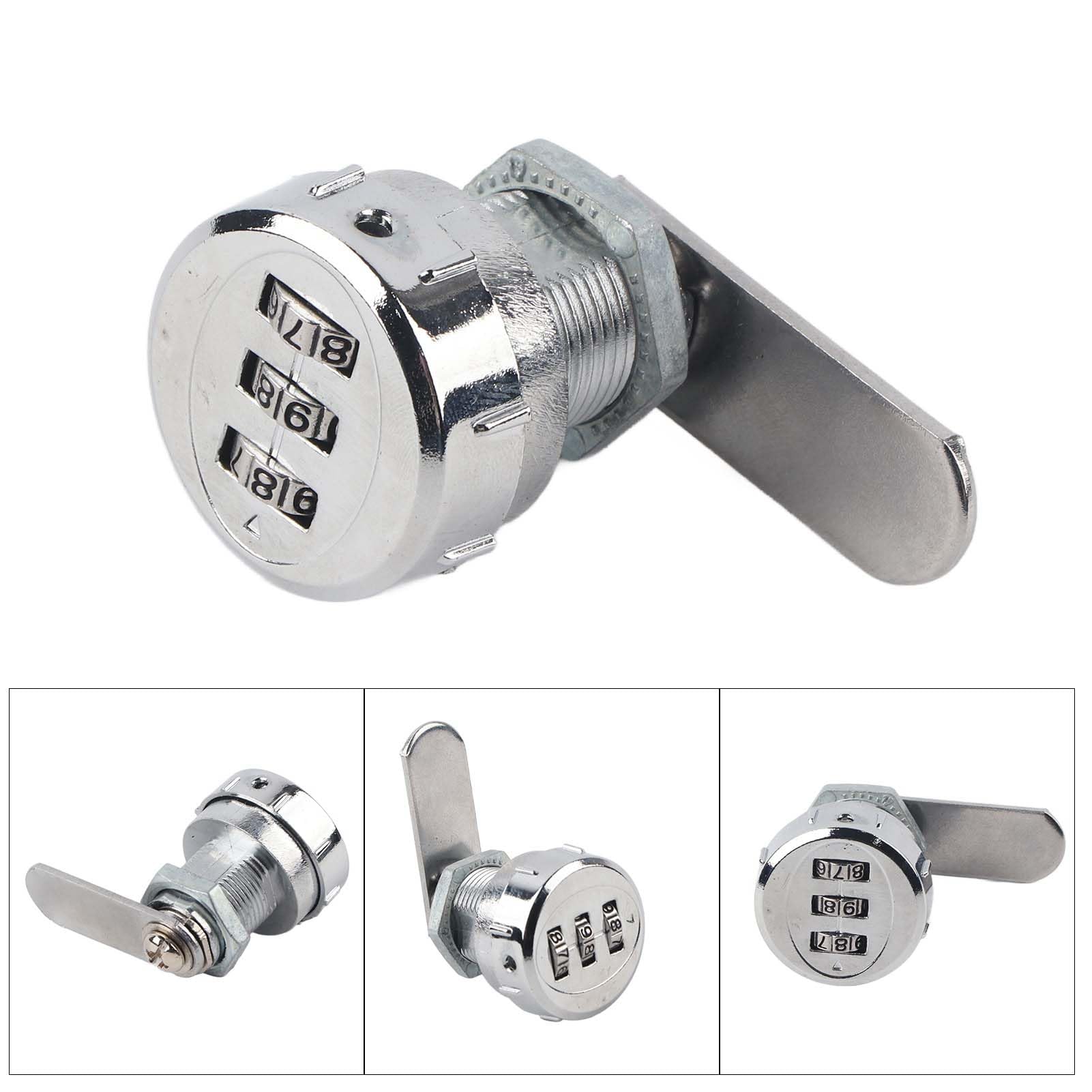3 Digit Cabinet Coded Lock, Code Combination Mechanical Password Lock, Stainless Steel Security Coded Lock for School Lockers (0.5~9mm Metal Cabinet)
