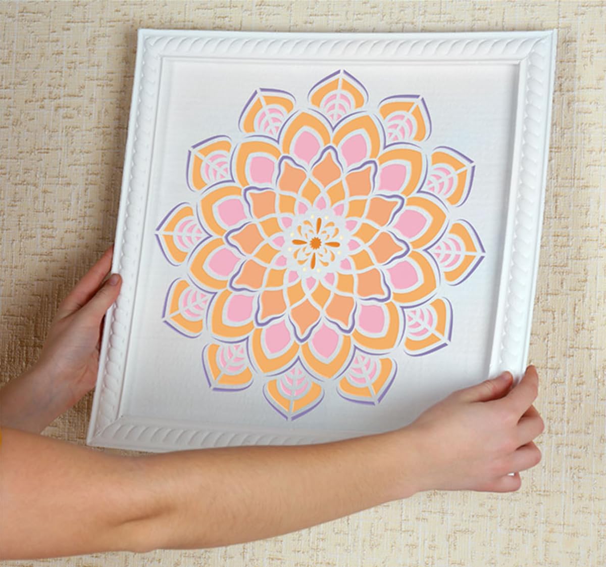 Paquete de 9 plantillas de mandala para pintar, plantillas de dibujo reutilizables para pintar en suelos de madera, pared, lienzo, azulejos, plantillas creativas de mandala para proyectos de arte y