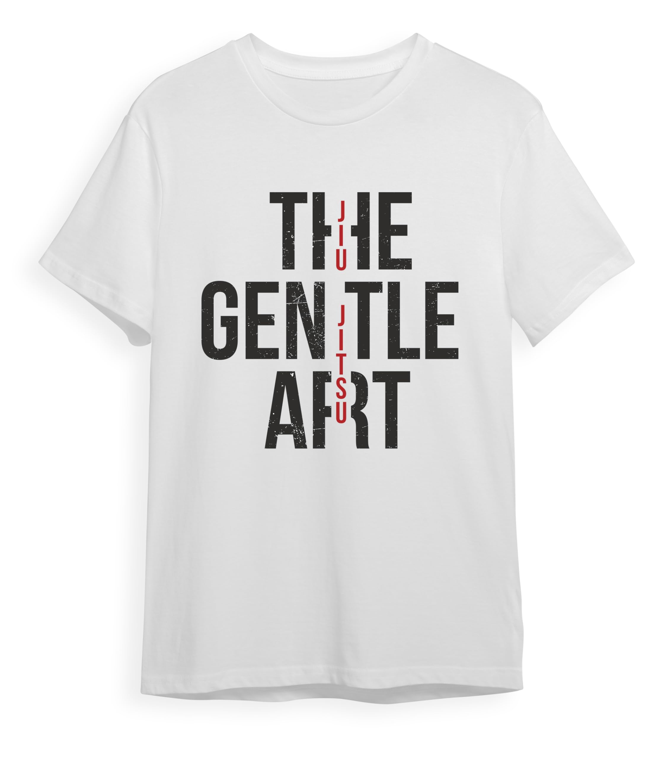 Generican Nisa - Premium Cotton Round Neck White Men's Printed Brazilian Jiu-Jitsu T-Shirt. Mix Martial Art/MMA/BJJ Sports Wear